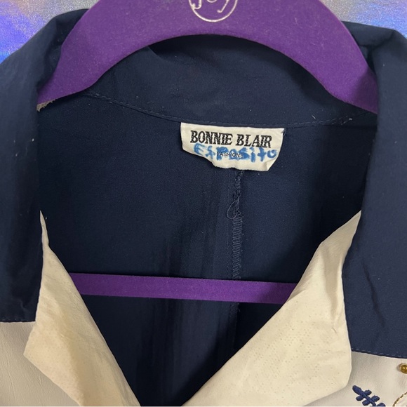 Bonnie Blair navy blue and white vintage floral top - Picture 3 of 6